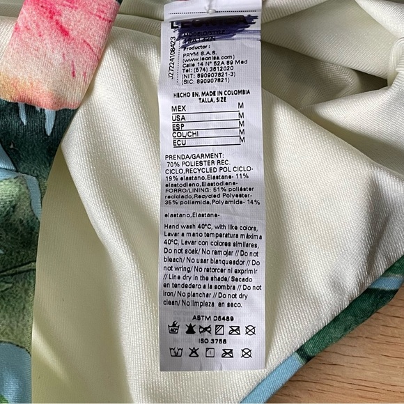 New! Leonisa Blue Floral Back Hardware Ring One Piece Swimsuit 35127 - Picture 11 of 11